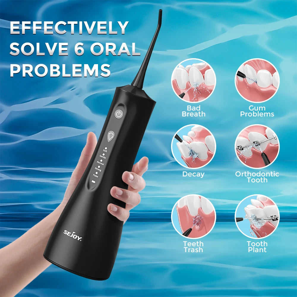 Portable Water Flosser 300ML Oral Irrigator Rechargeable with 5 Modes