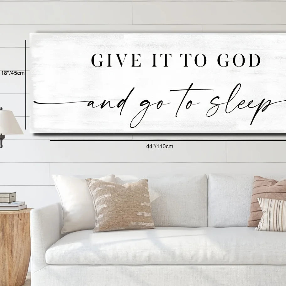 Give It to God and Go to Sleep - Inspirational Bedroom Canvas Art (Unframed)