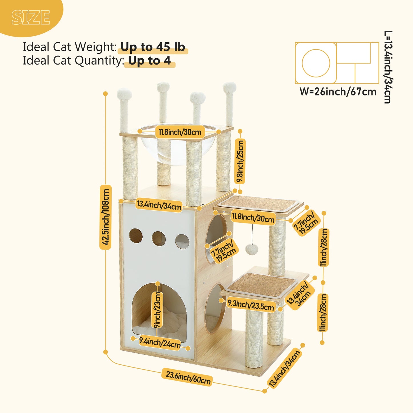 Modern Cat Tree Wooden Cat Tower