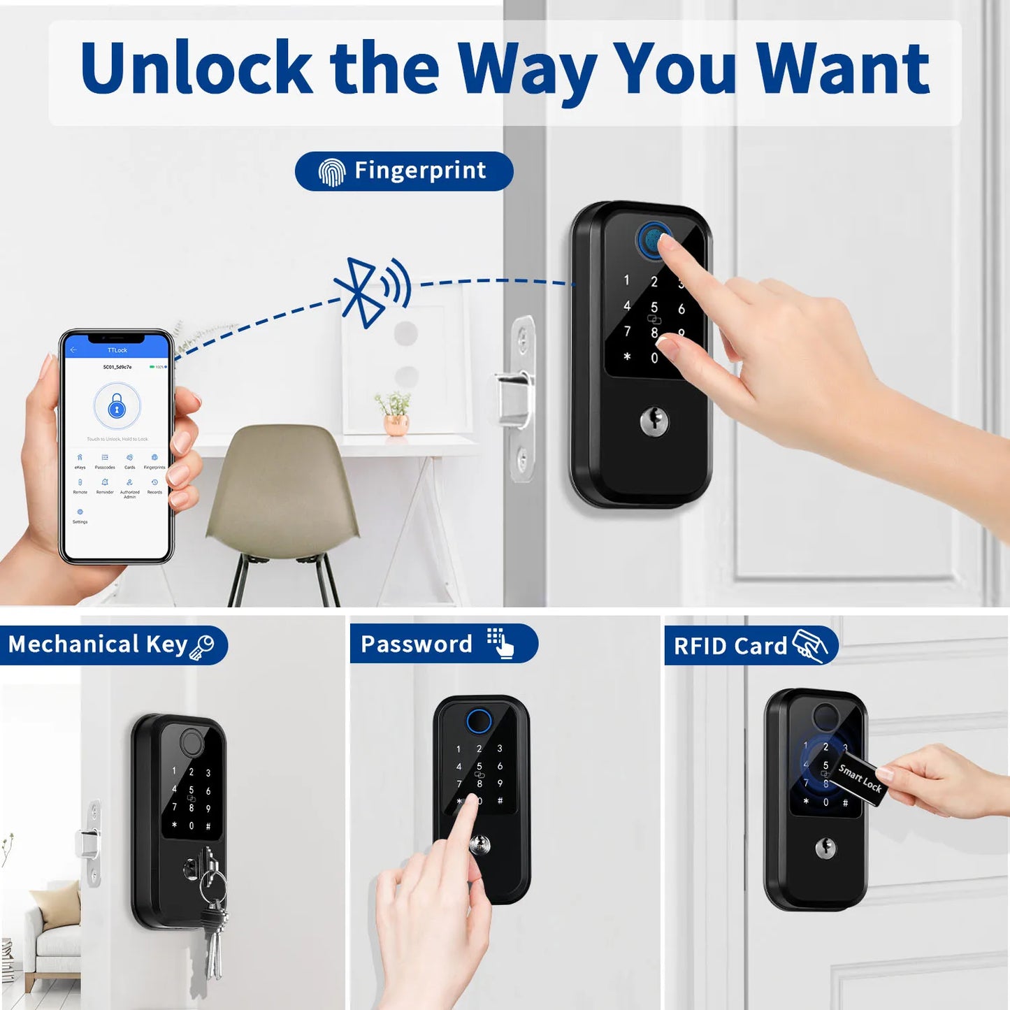 Smart Deadbolt with Fingerprint Keyless Entry Door Lock