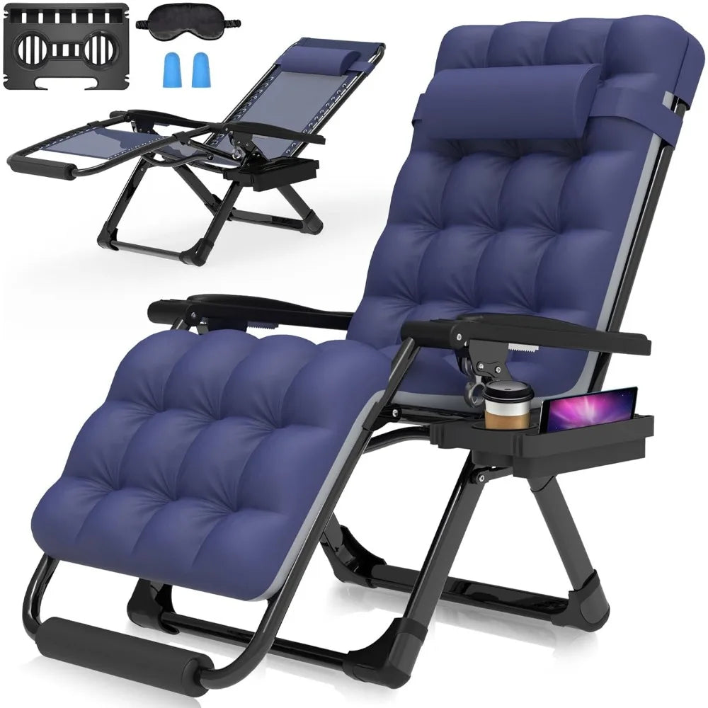 Zero Gravity Chair, 26In Lounge Chair W/Removable Cushion & Headrest