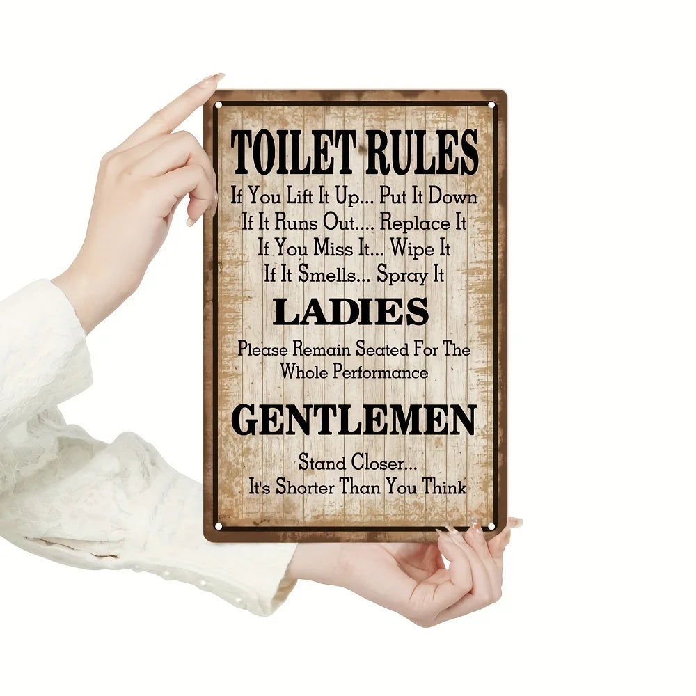 Funny Toilet Rules Metal Wall Decor for Home Bathroom