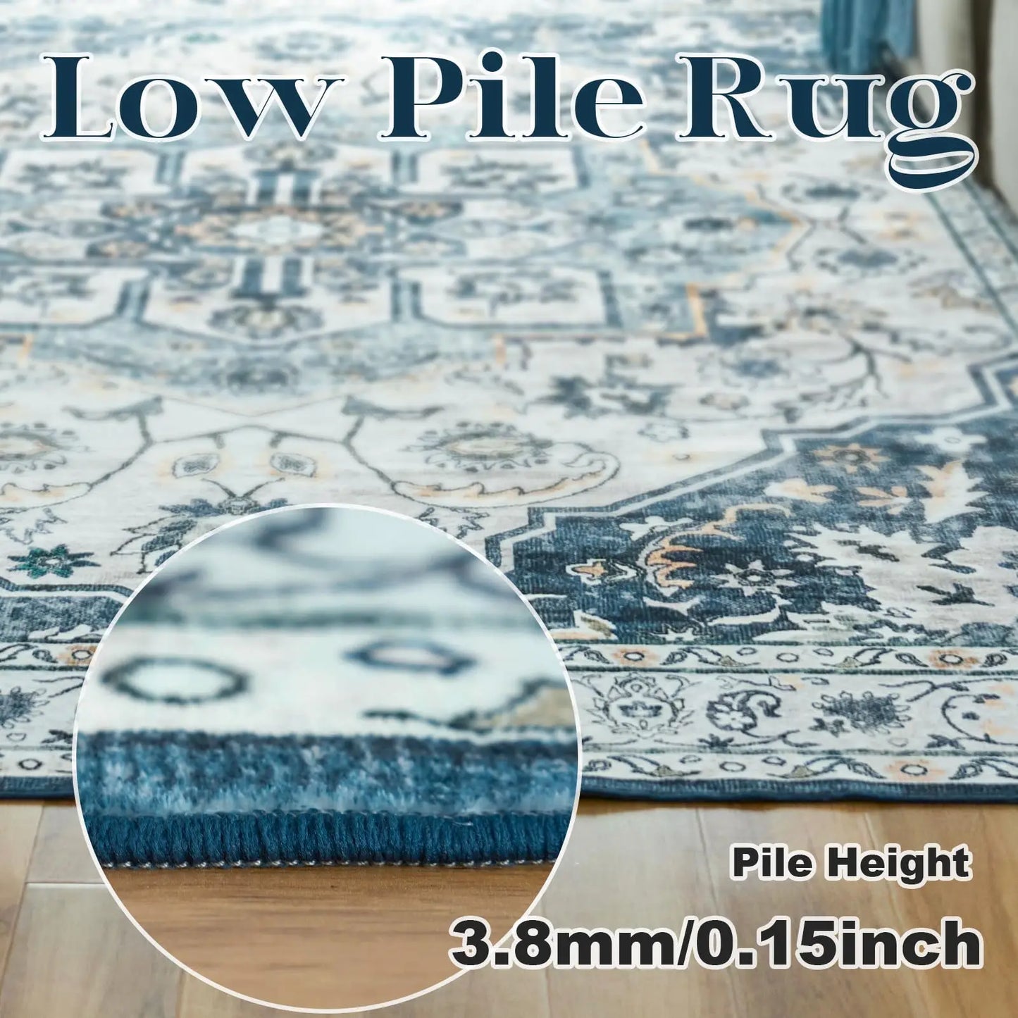 Throw Rug, with Non-Slip Backing, for Living Room Bedroom Kitchen Laundry Home Office,