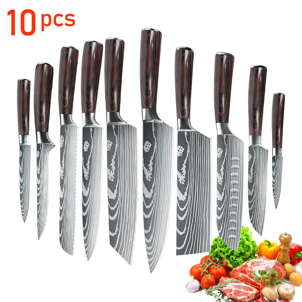 Chef knife Set Professional Laser Damascus Pattern Stainless Steel