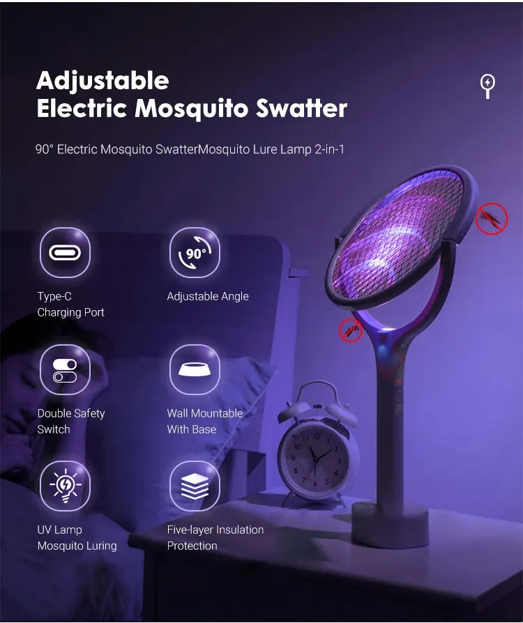 Electric Mosquito, fly Swatter 5 In 1 Fast Charging Racket