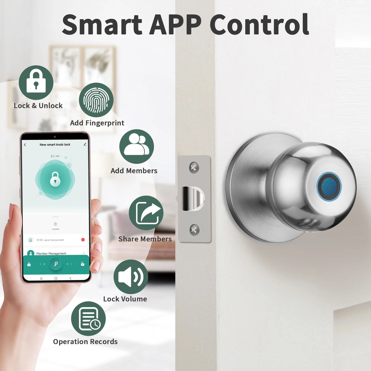 Fingerprint Door Lock Smart Lock Biometric Doorknob