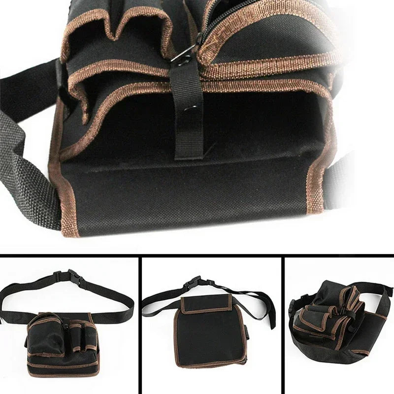 Professional Electrician Tool Belt Waterproof Waist Bag with Drill Holster & Screwdriver Storage