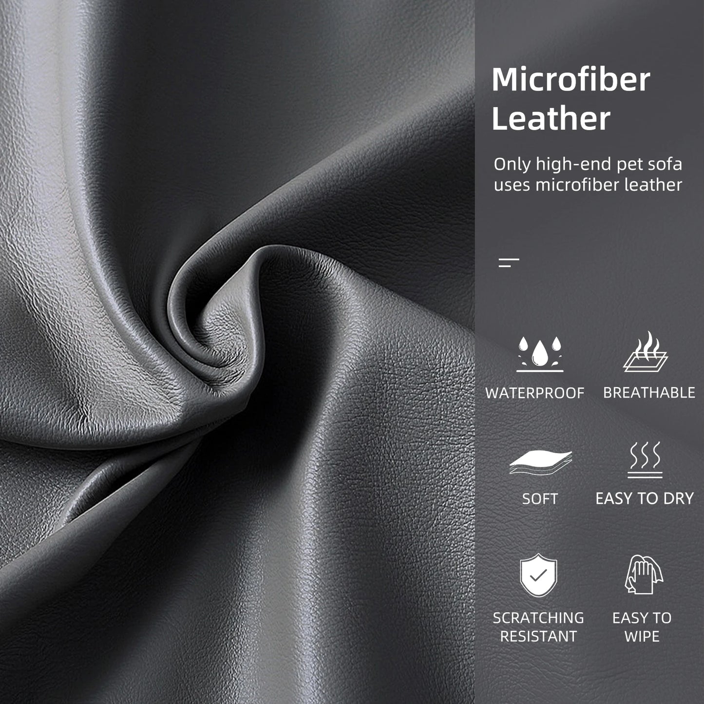 Elevated Dog Sofa Bed Microfiber Leather Cover with Removable Cushion
