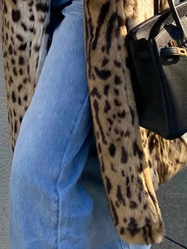 Leopard Fluffy Faux Fur Coat