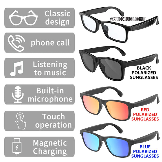 Bluetooth Smart Glasses with Built-in Speakers & Hands-Free Calling