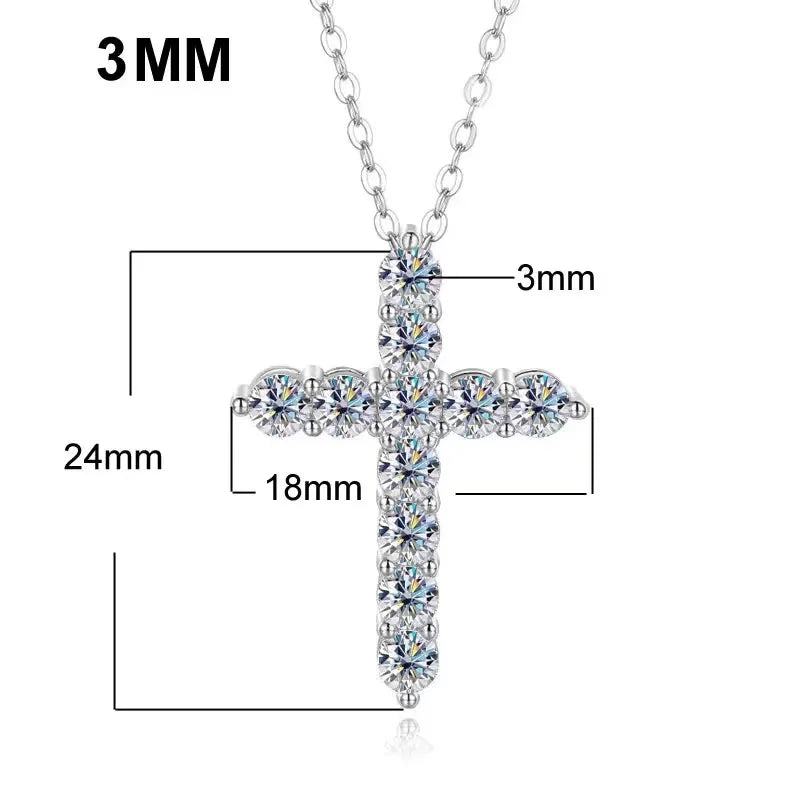 Moissanite Cross Pendant Necklace 925 Sterling Silver