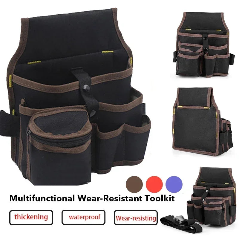 Professional Electrician Tool Belt Waterproof Waist Bag with Drill Holster & Screwdriver Storage