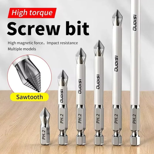 6-Piece Magnetic Screwdriver Bit Set - Non-Slip Cross Head Phillips Bits for Electric Drills