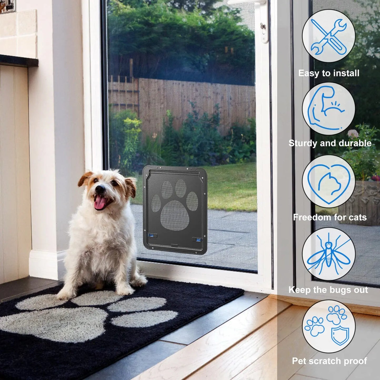 New Safe Lockable Magnetic Screen Dogs Cats Door