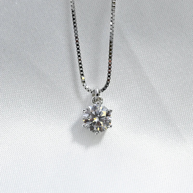 Moissanite Pendant Necklace 6 Prong 925 Sterling Silver