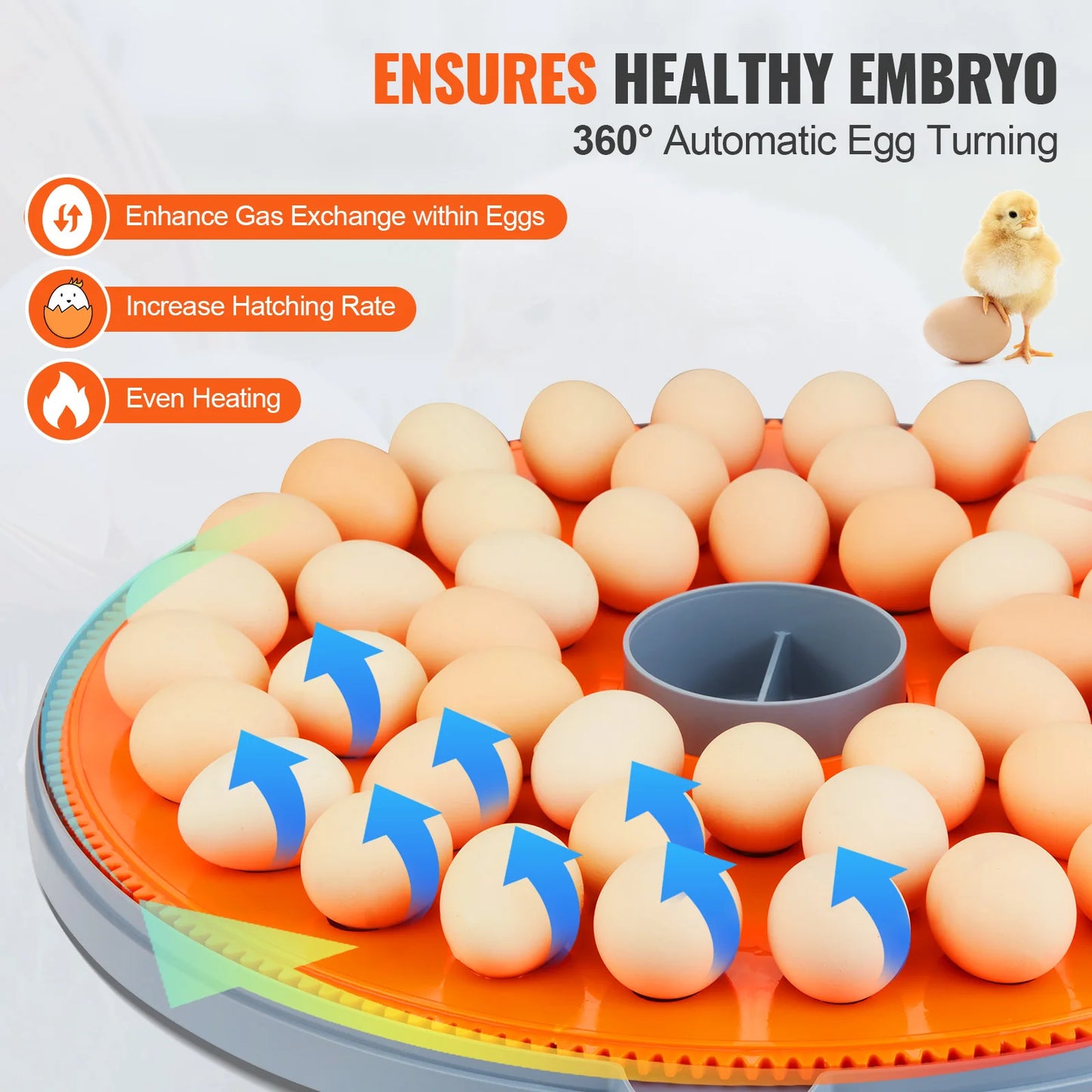 VEVOR Egg Incubator Automatic Turner Poultry Hatcher with Temperature Humidity Control for Chicken Duck Hatching Eggs