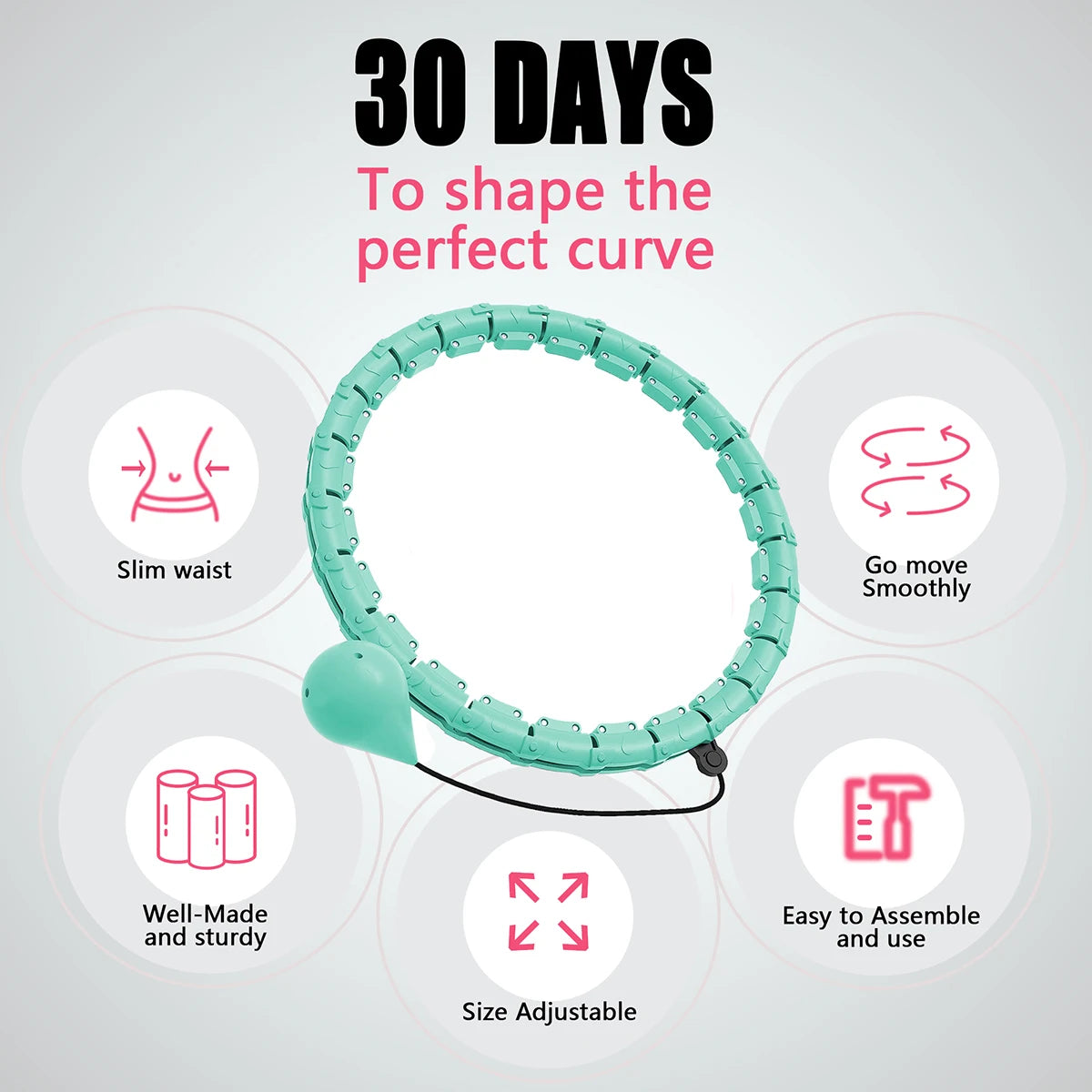 Weighted Hula Hoop Weight Loss 2 in 1 Adjustable with Detachable Knots