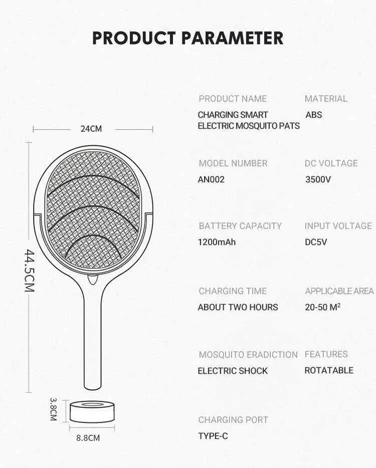 Electric Mosquito, fly Swatter 5 In 1 Fast Charging Racket