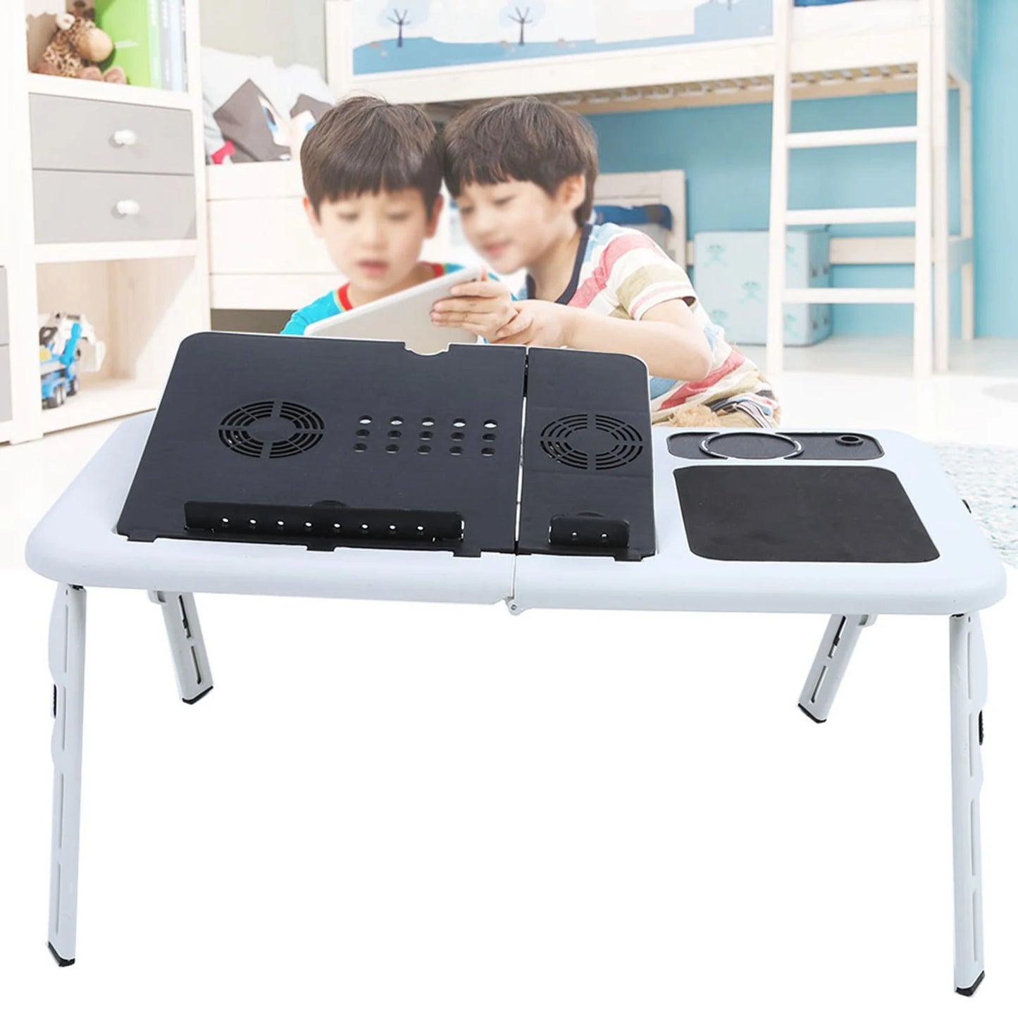 Laptop Folding Portable Desk Stand Tray with Cooling Fan