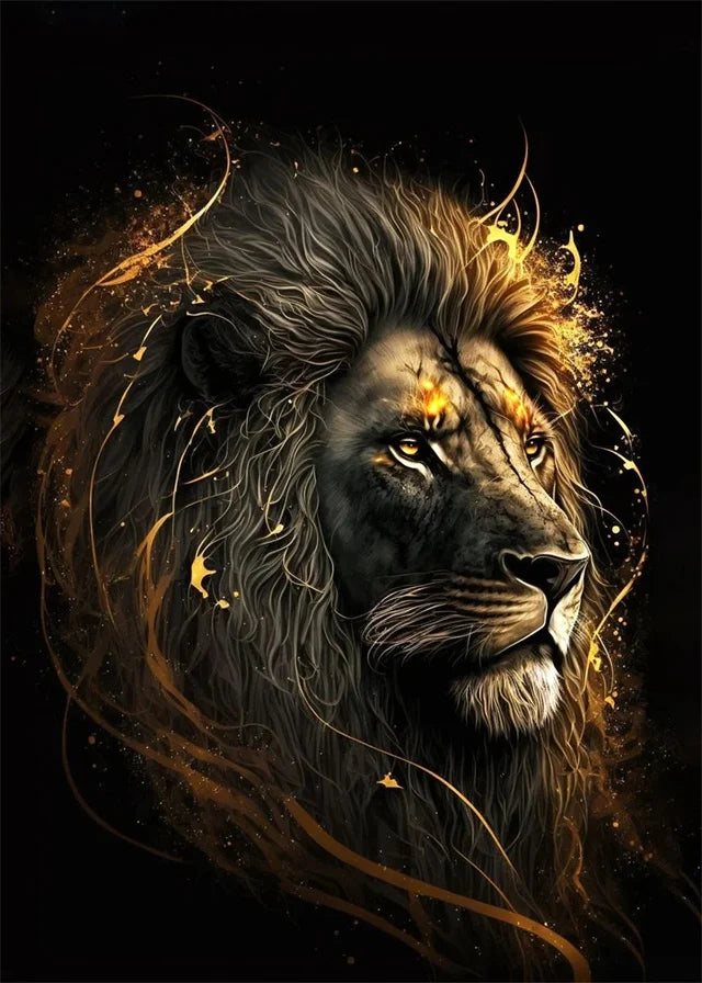 Black Gold animal Canvas Wall Art