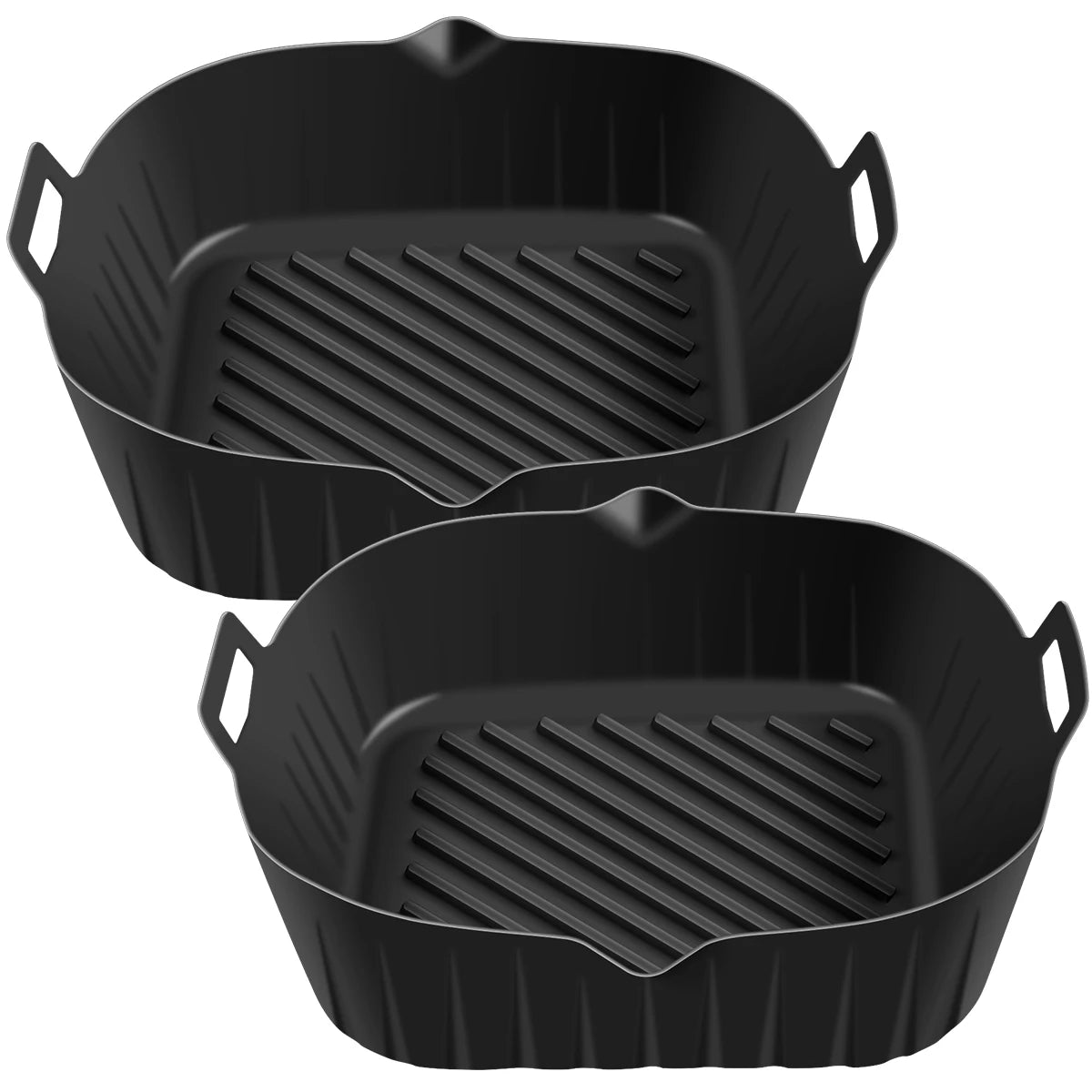 2Pcs Air Fryer Silicone Pot with Handle Reusable Air Fryer Liner Heat Resistant Silicone Basket