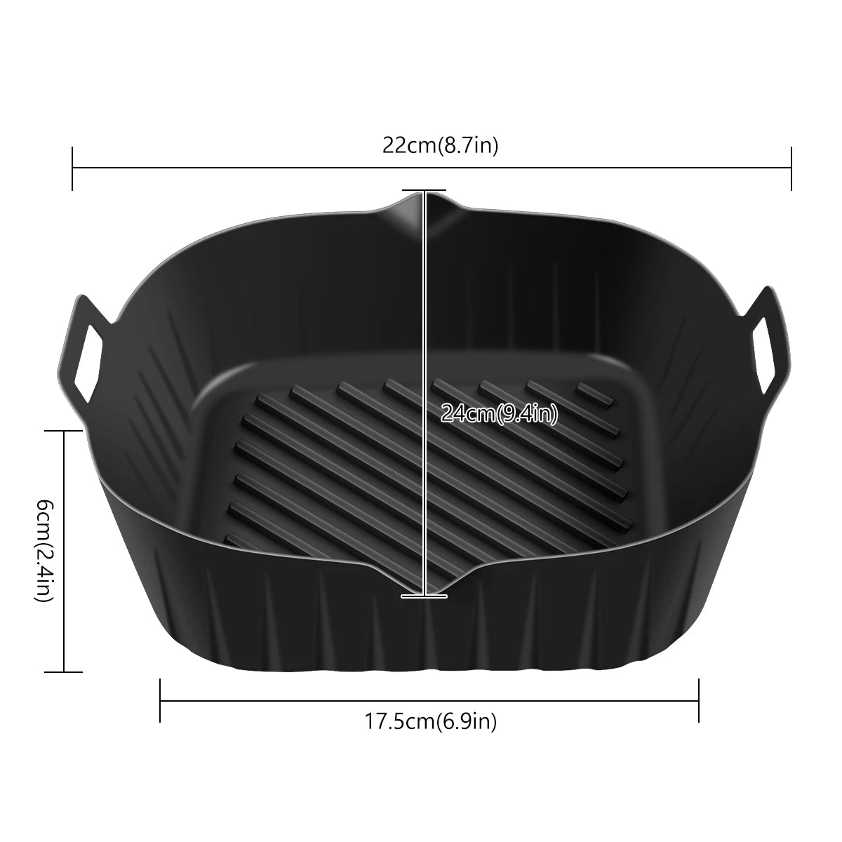 2Pcs Air Fryer Silicone Pot with Handle Reusable Air Fryer Liner Heat Resistant Silicone Basket