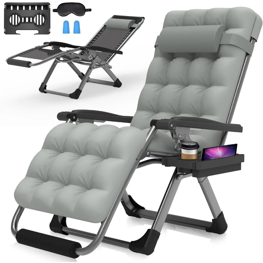 Zero Gravity Chair, 26In Lounge Chair W/Removable Cushion & Headrest