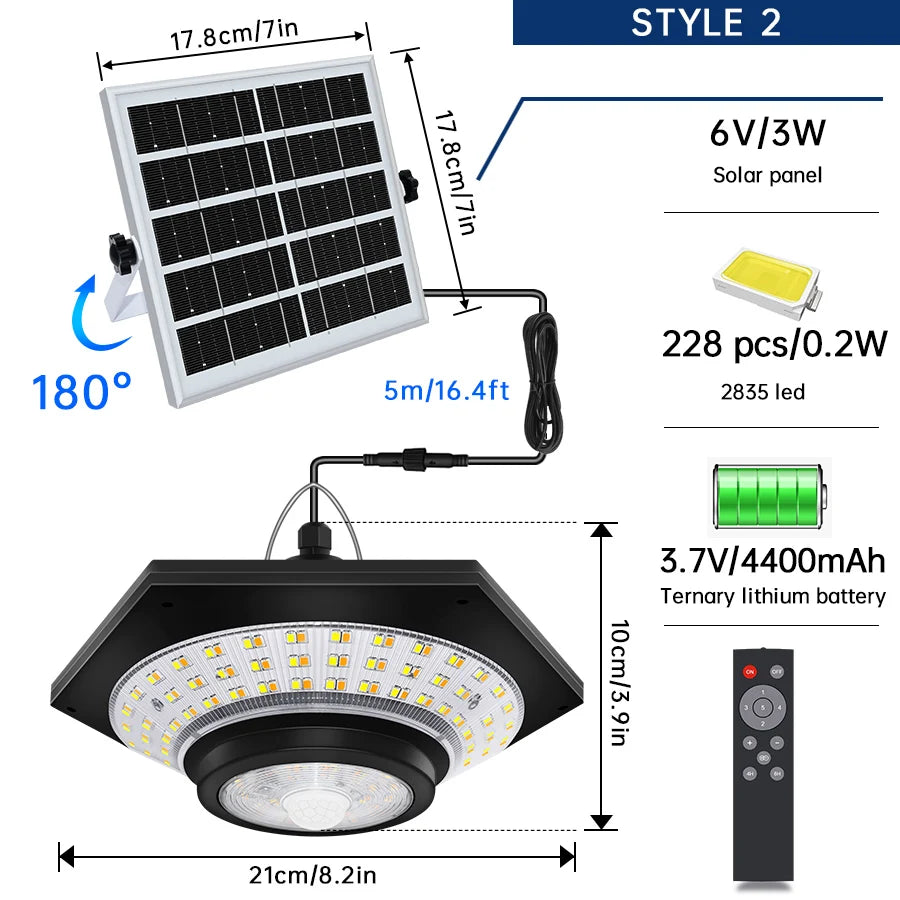 LED Solar Pendant Light Indoor Outdoor