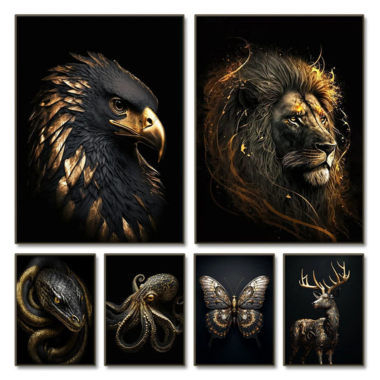 Black Gold animal Canvas 