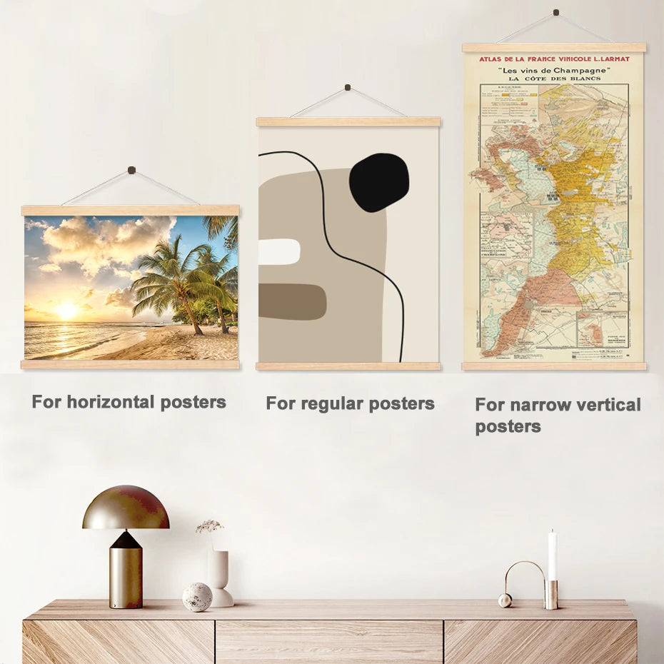 1PC Magnetic Wooden Picture Hanger Frame Photos Wall Art, Canvas, Prints, Paintings