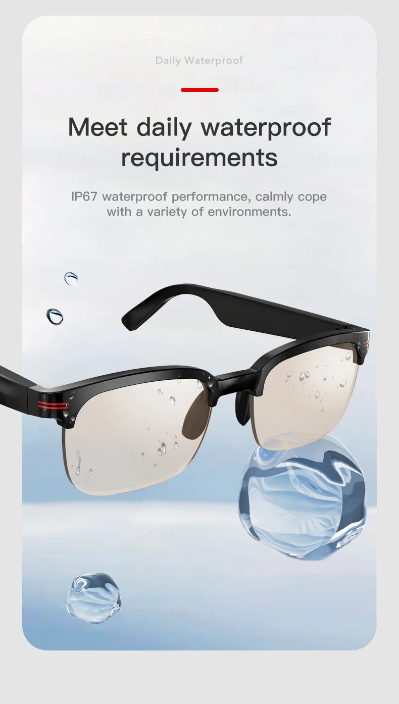 Smart Sunglasses Wireless Call Music Playback with Blue Light UV Protection IP67 Waterproof