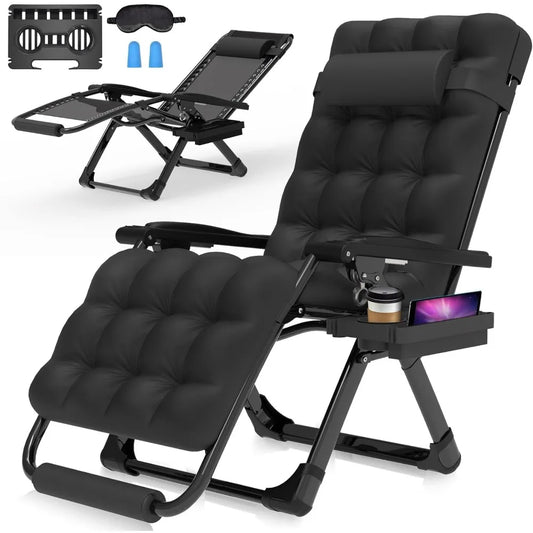 Zero Gravity Chair, 26In Lounge Chair W/Removable Cushion & Headrest