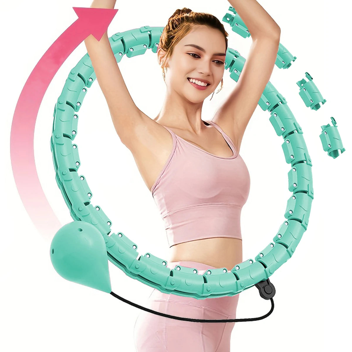 Weighted Hula Hoop Weight Loss 2 in 1 Adjustable with Detachable Knots