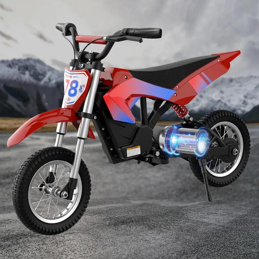 Electric Dirt Bike, for Kids Ages 3-10 Up to 15.5MPH & 13.7 Miles Long-Range