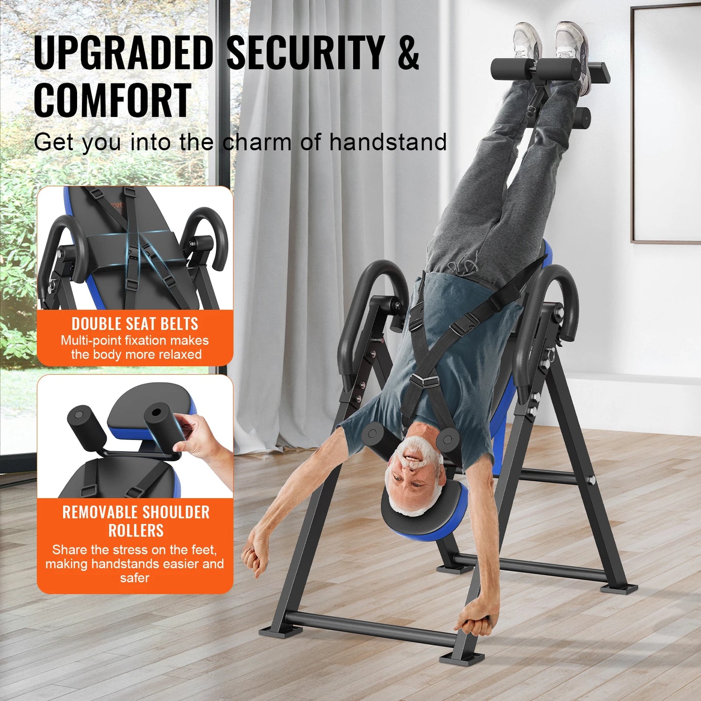 VEVOR Inversion Table Decompression Back Stretcher, Strength Training Equipment with Headrest