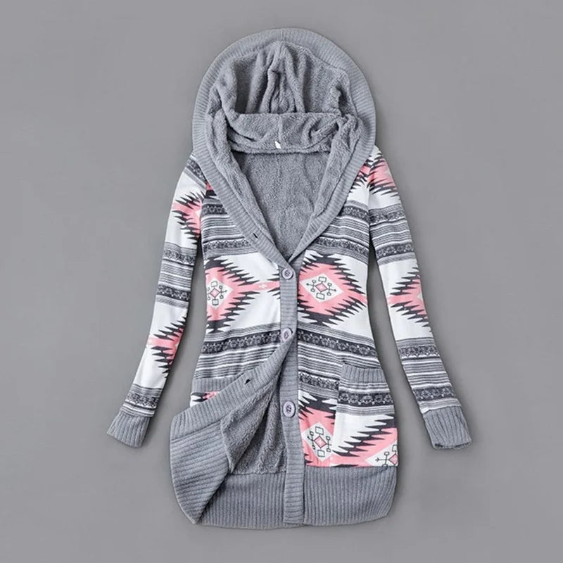 Women's Cardigan Sweater Striped Print Long Sleeve