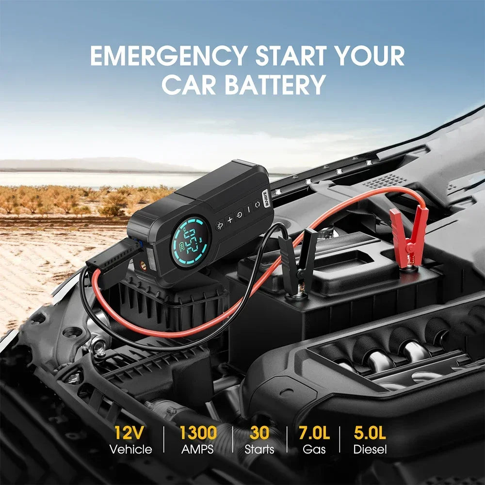 Multi-Function Car Jump Starter and Air Pump Auto Portable Battery Starter with EVA Bag