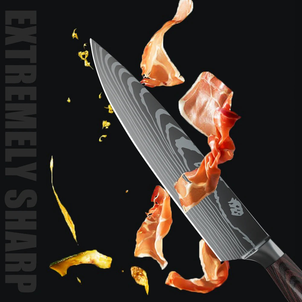 Chef knife Set Professional Laser Damascus Pattern Stainless Steel