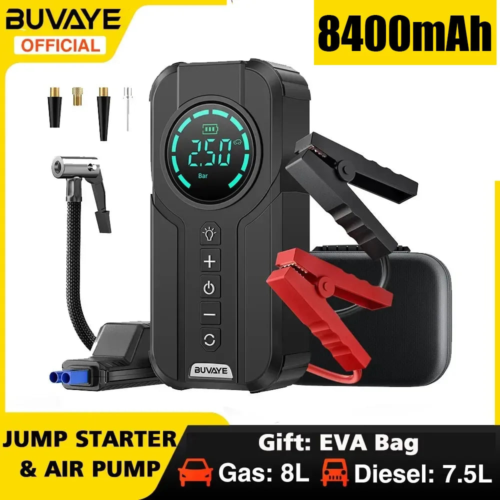 Multi-Function Car Jump Starter and Air Pump Auto Portable Battery Starter with EVA Bag