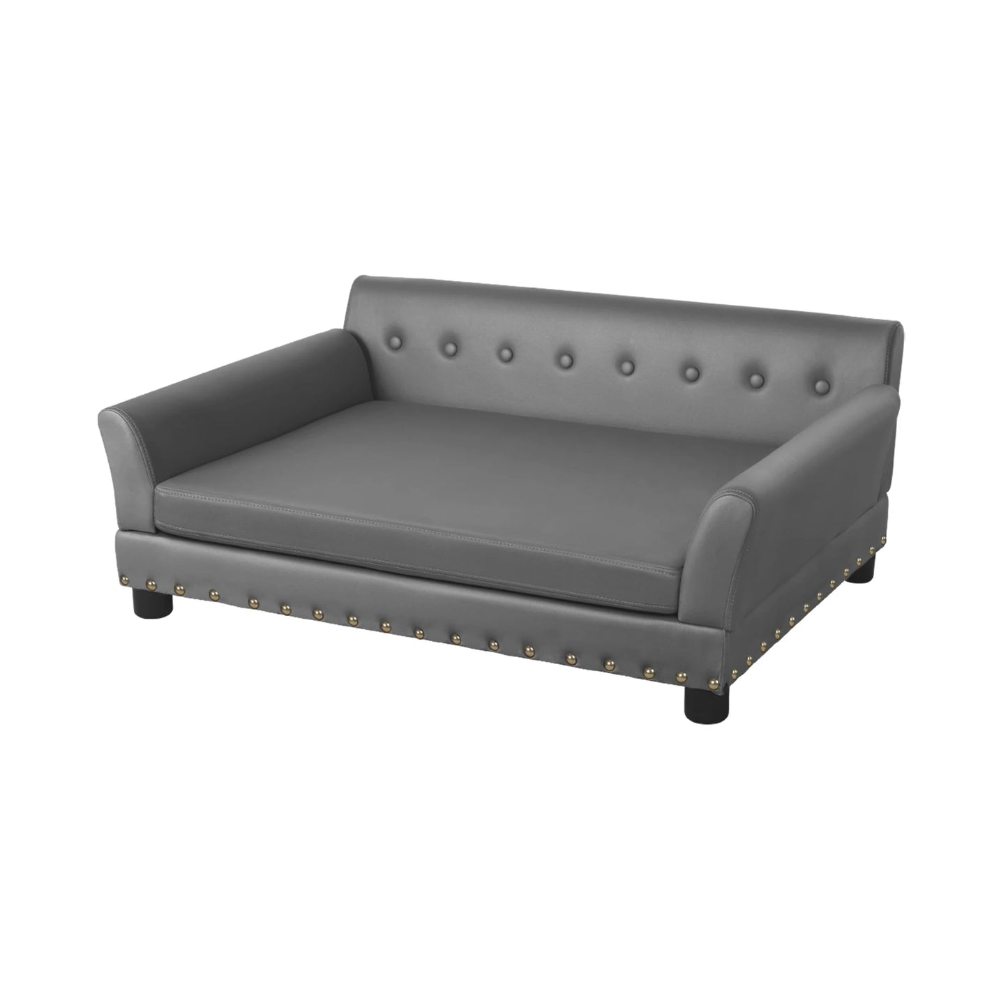 Elevated Dog Sofa Bed Microfiber Leather Cover with Removable Cushion