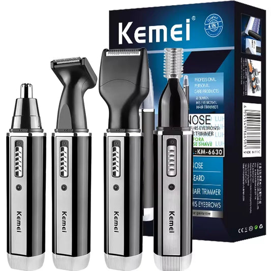 4-in-1 Rechargeable Men's Grooming Trimmer Nose, Ear, Eyebrow & Beard Hair Removal