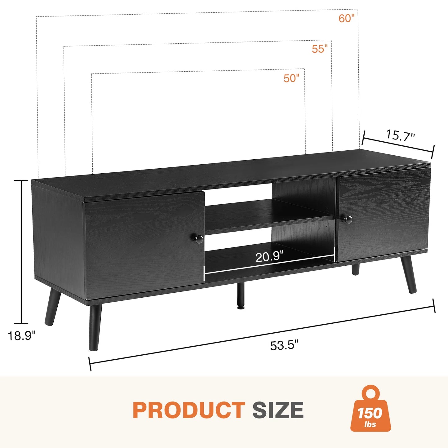 Wooden Media stand with Storage