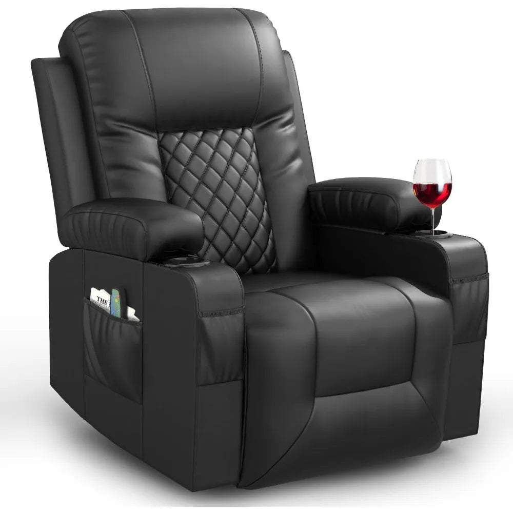 Reclining Sofa Massage Rocker with Heated Lounge 360 Degree Swivel