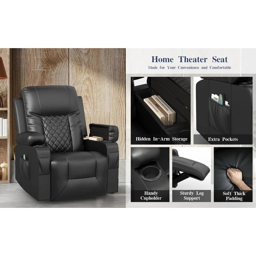 Reclining Sofa Massage Rocker with Heated Lounge 360 Degree Swivel