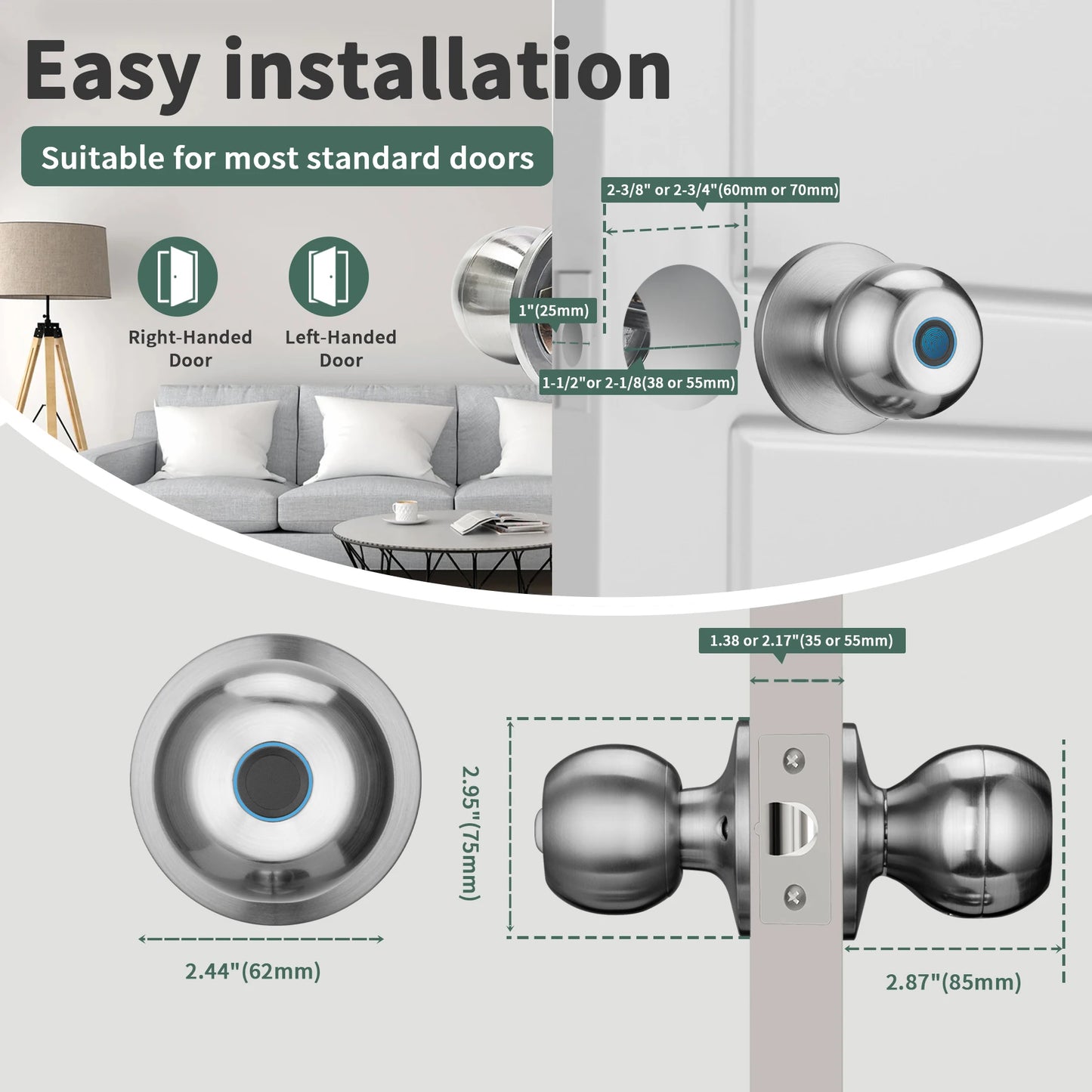 Fingerprint Door Lock Smart Lock Biometric Doorknob