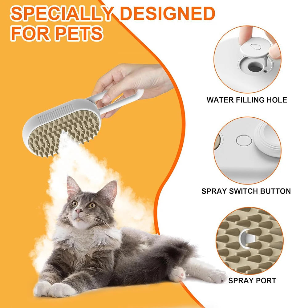 Pet 3 in1 Steamer Brush for Grooming