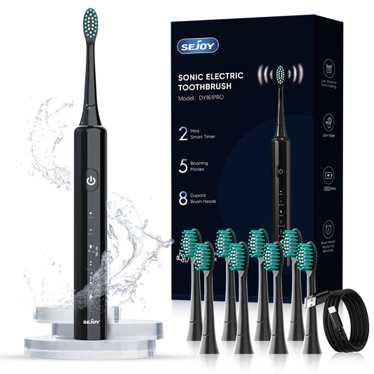 Electric Toothbrush Rechargeable With 8PCS Replacement Head Smart Timing