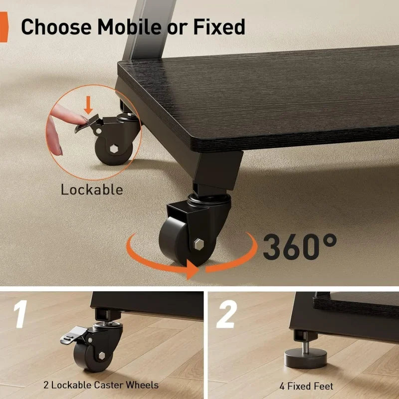 TV Stand with Soundbar Mount and Wheels