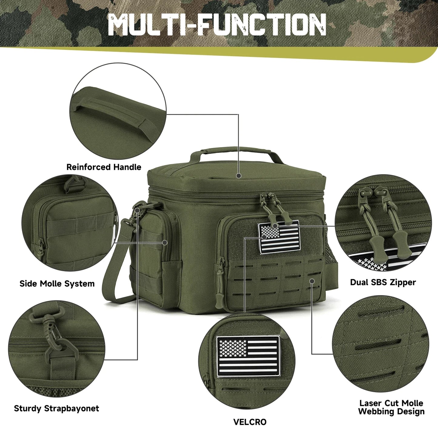 Tactical Lunch Box, Leakproof Insulated Durable Thermal Cooler Bag