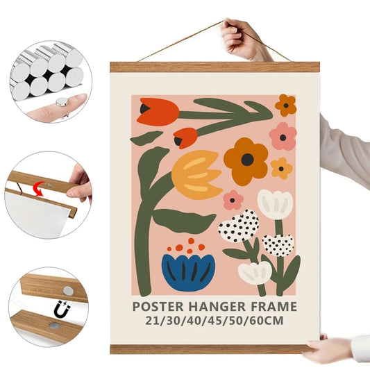 1PC Magnetic Wooden Picture Hanger Frame Photos Wall Art, Canvas, Prints, Paintings